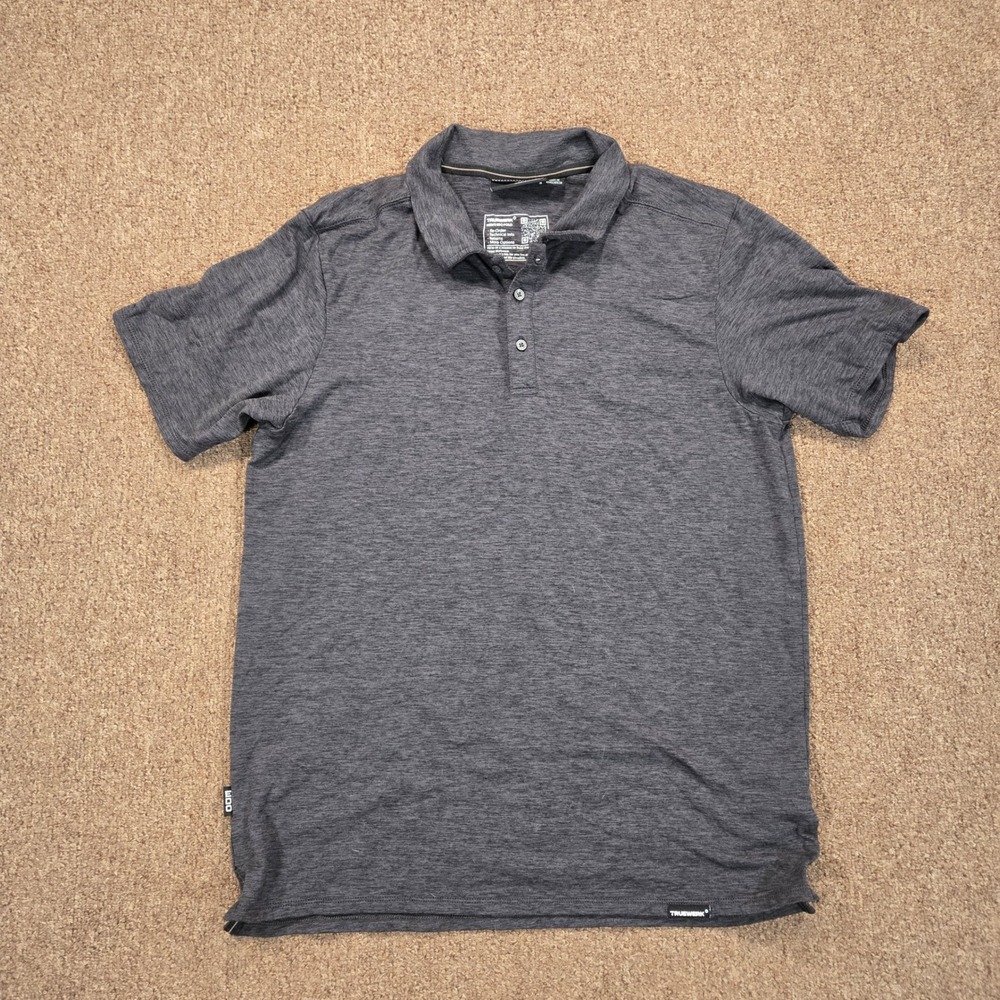 Truewerk Men's Edo Polo Shirt Size M Dark Gray Heathered Workwear Technical